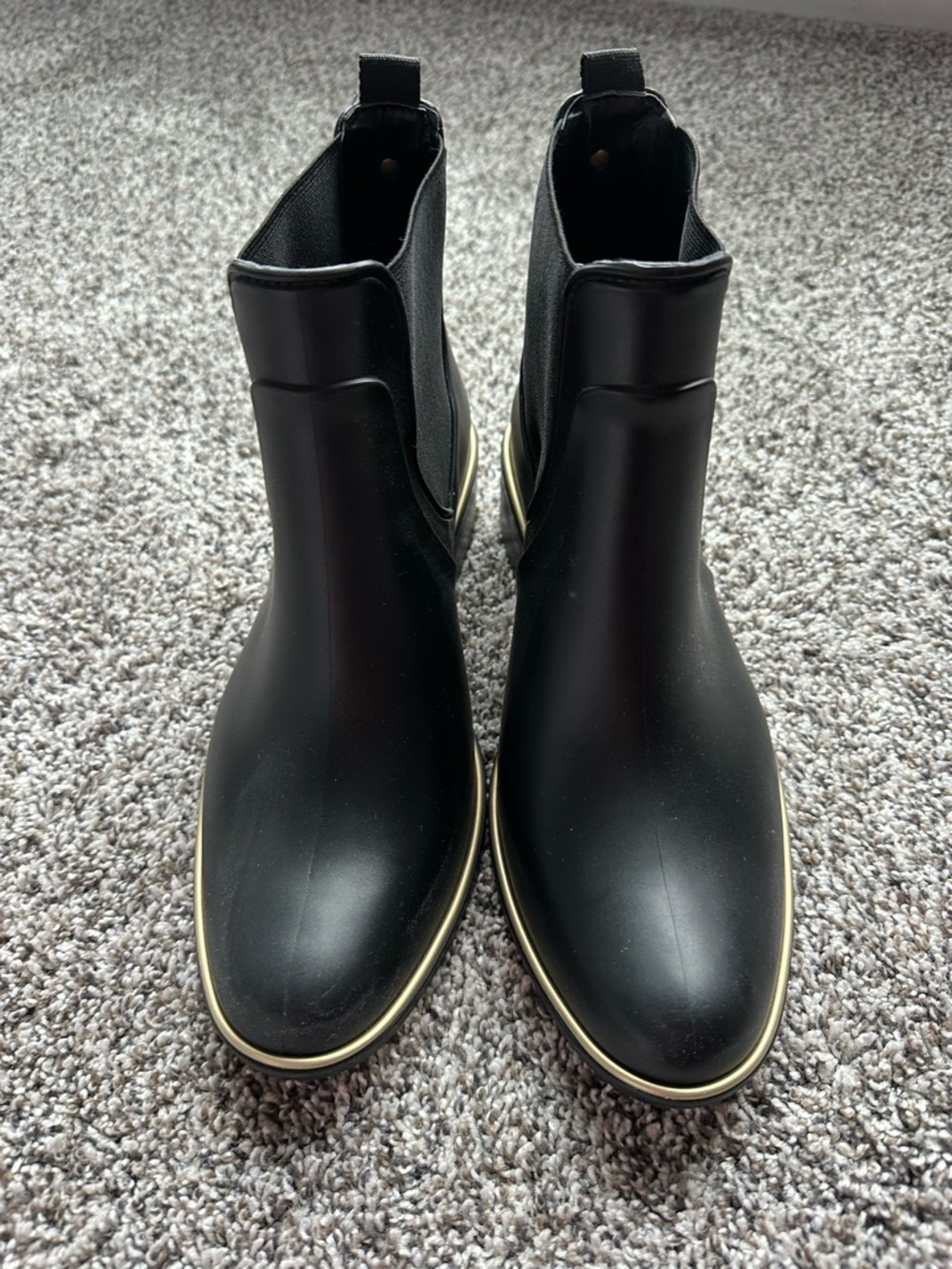 kate spade Black Chelsea Ankle Boots with Gold Trim - Picture 2 of 6